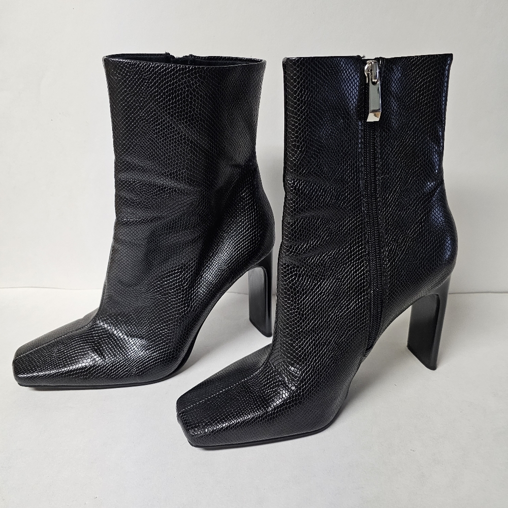Zara Black Leather Zip-up Boots New